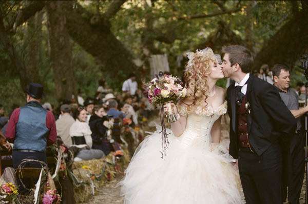 white steampunk wedding dress