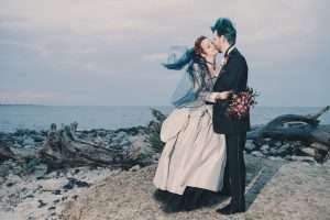 Victorian Goth Wedding on a Deserted Beach: Katie & Eric