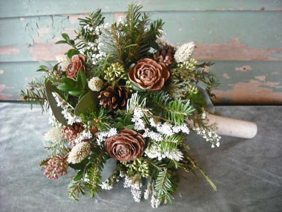 pinecone and evergreen bouquet