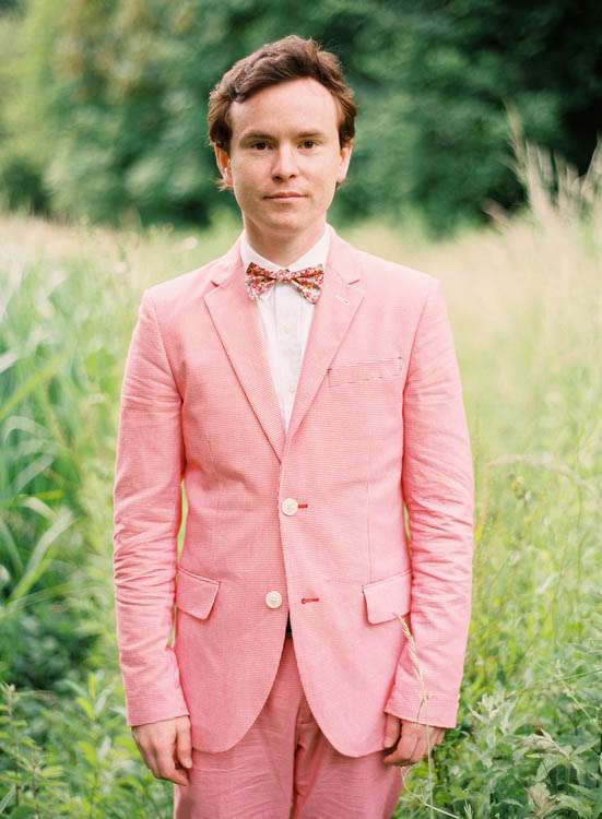 pink grooms suit bow toe