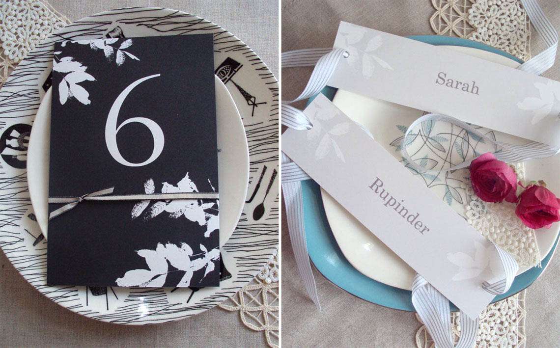 black and silver reception number and chair names from vicky trainor all from the fauna collection