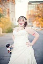bride with tattoo on fall austin street