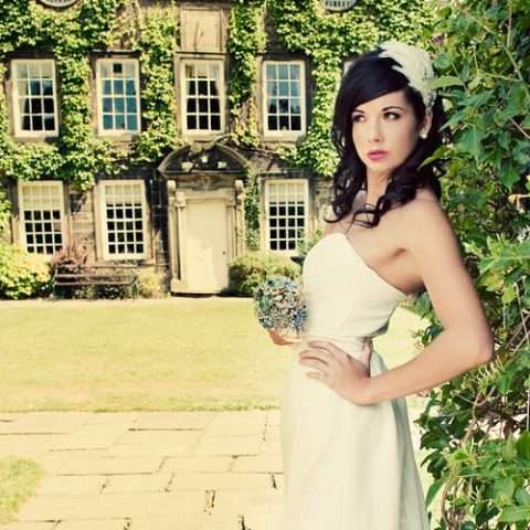 jewel brights teardrop jewellery bouquet and vintage brooch feather headpiece 2