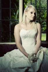 vintage waterfall brooch headpiece and satin corsage posy bouquet