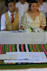 A native quilt was used as table cloth signified the union of cultures