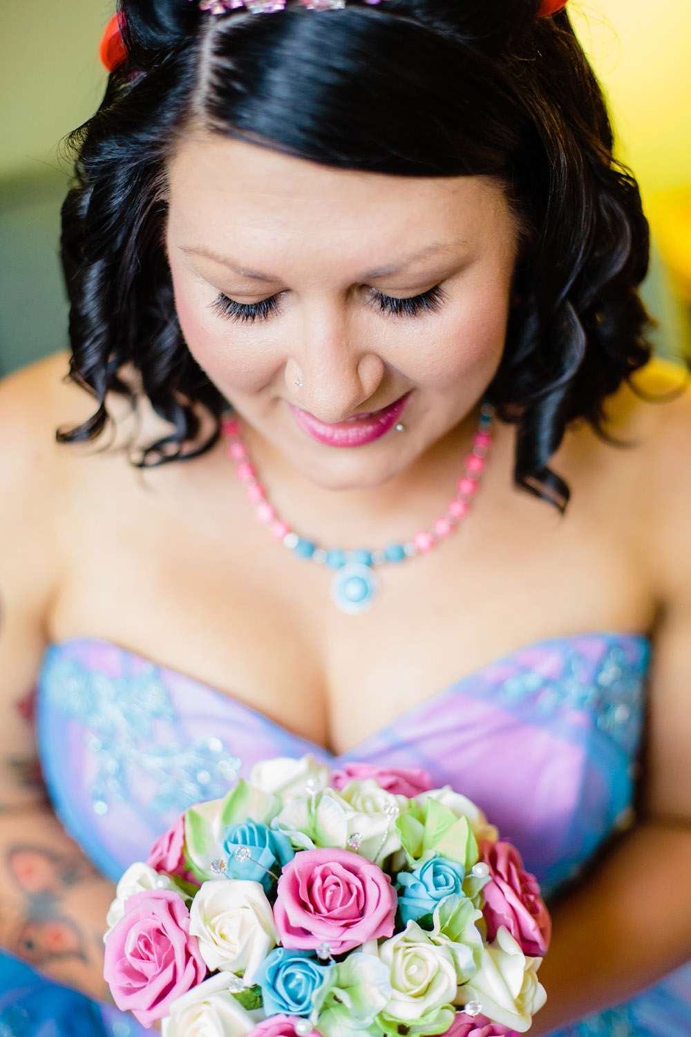 Rock and Roll Bride Candy Coloured tattooed rocker bride Tux and Tales Photography_3904
