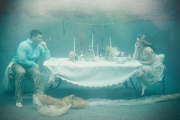 under water wedding shoot