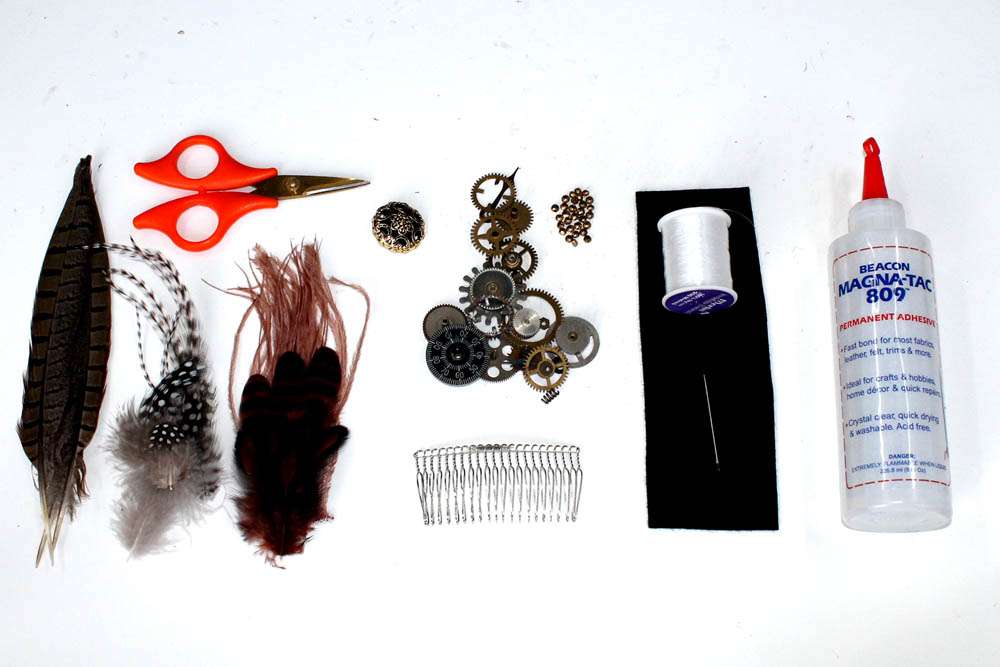 Head Full of Feathers Steampunk feather comb tutorial (1)