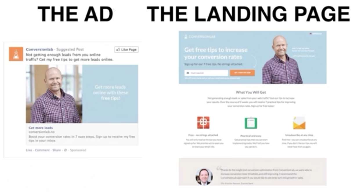 web design landing page ad match