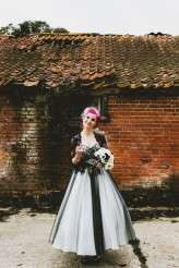 pink haired bride rocker wedding black wedding dress42