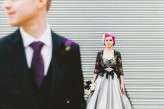 pink haired bride rocker wedding black wedding dress47