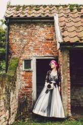 pink haired bride rocker wedding black wedding dress49