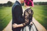 pink haired bride rocker wedding black wedding dress51