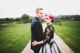 pink haired bride rocker wedding black wedding dress52