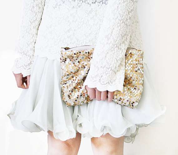 sequinned handbag