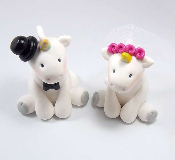 Personalized Wedding Cake Topper, Unicorn Couple, Custom Figurines, Made To Order