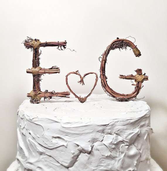 Rustic Monogram Wedding Cake Topper