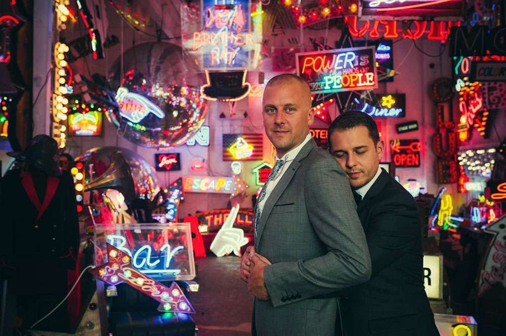 gods own junkard gay wedding photography neon-5