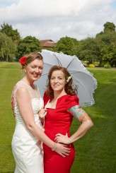 red and white reto lesbian wedding13