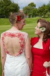 red and white reto lesbian wedding15