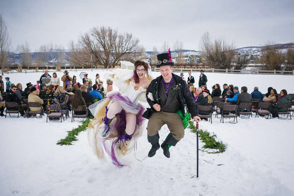 steampunk snow wedding