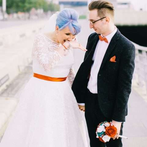 retro rockabilly wedding blue hair bride 43