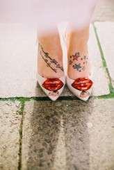 retro rockabilly wedding blue hair bride 45