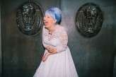 retro rockabilly wedding blue hair bride 57