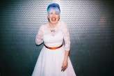 retro rockabilly wedding blue hair bride 62