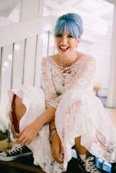 retro rockabilly wedding blue hair bride 64