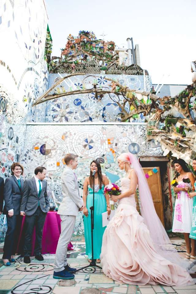 Incredible Queer Wedding At Philadelphia S Magic Gardens Rock N Roll Bride