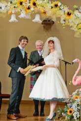 sunflowers & flamingo themed retro wedding (25)