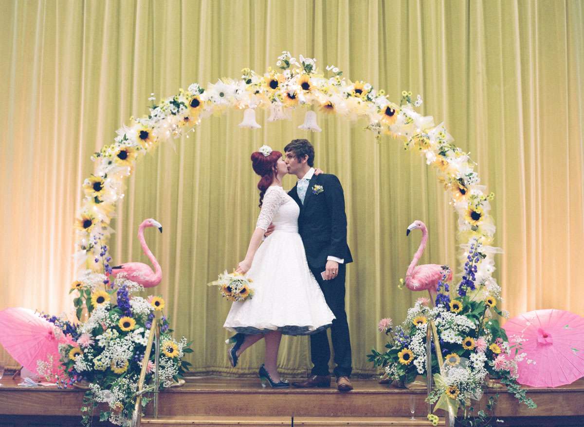 sunflowers &  flamingo themed retro wedding (41)