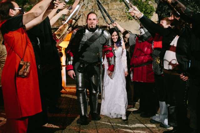 Live Action Role Play Wedding with the Groom in a Suit of Armour (45)