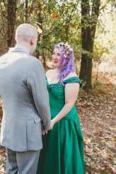 casual back garden wedding bride in green (15)