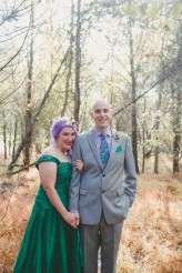 casual back garden wedding bride in green (22)