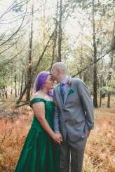casual back garden wedding bride in green (24)