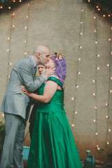 casual back garden wedding bride in green (61)