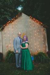 casual back garden wedding bride in green (67)