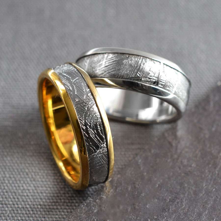 METEORITE RING GOLD AND SILVER 8
