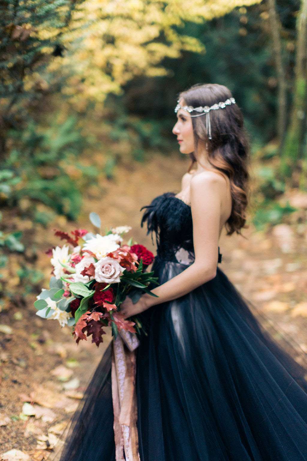 Woodland Nymph in a Black Wedding Dress · Rock n Roll Bride