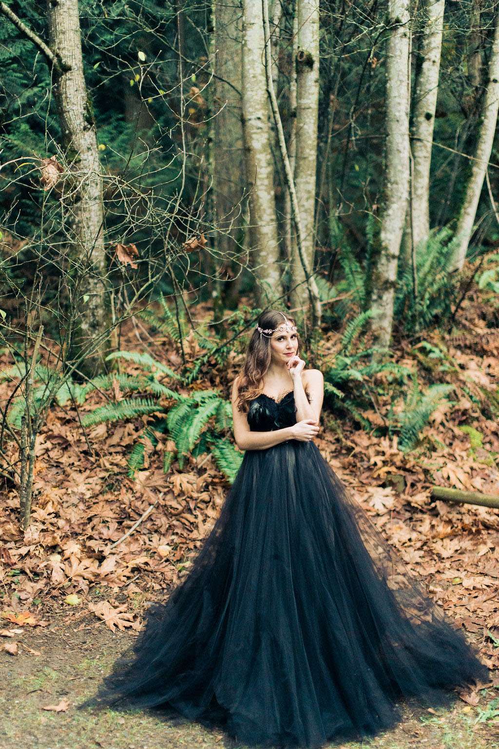 Woodland Nymph in a Black Wedding Dress · Rock n Roll Bride