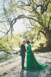 green wedding dress paper cranes nz wedding (28)