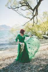 green wedding dress paper cranes nz wedding (36)