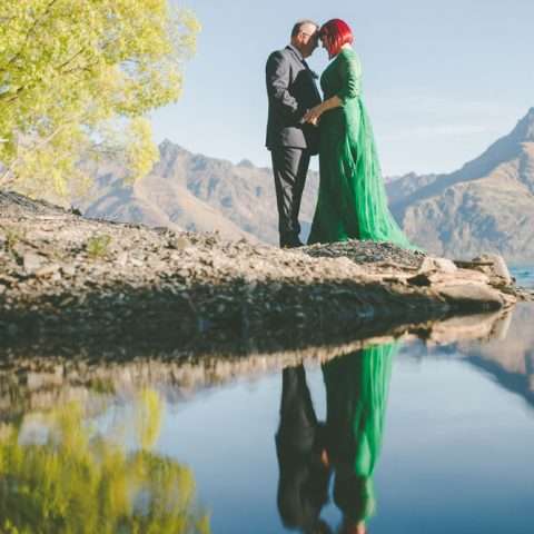 green wedding dress paper cranes nz wedding (39)