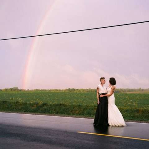 Rainy Rustic Wedding at Home with a Real Rainbow (43)
