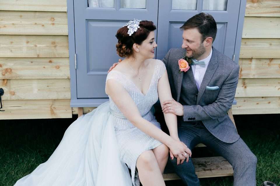Vintage blue wedding dress hotsell