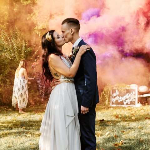 Bohemian Vegan Wedding with a Smoke Bomb Recessional! (45)