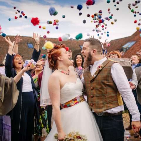 Handmade Wedding with Pom Poms & Gold Dinosaurs! (18)