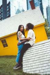 Fashion Editorial Inspired Engagement Shoot at a Sinking Yellow House (10)